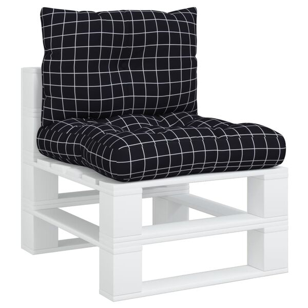 vidaXL Blazina za palete 2 kosa črno karirasto oxford blago