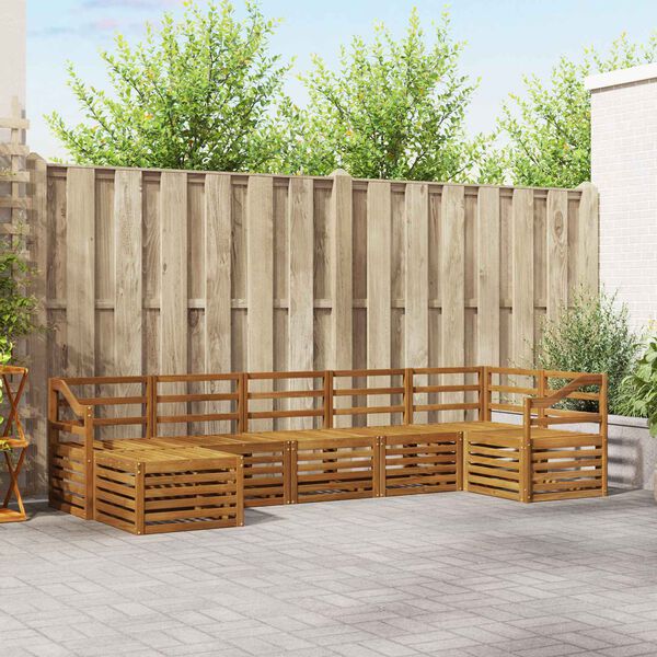 vidaXL Sedežne garniture 7 pcs Naravna Masiven les akacije