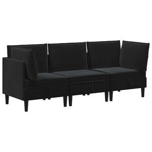vidaXL Komplet pohi&scaron;tva za dnevno sobo 3 kos Črna Žamet