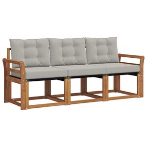 vidaXL Zunanja garnitura za sedenje 3 pcs Naravna in svetlo siva