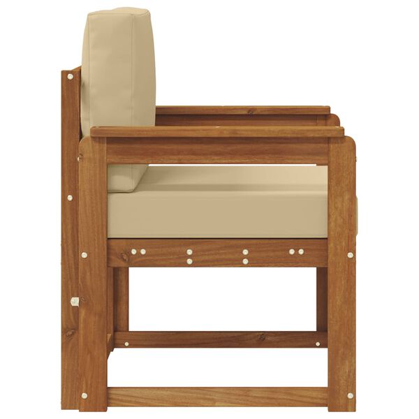 vidaXL Zunanji kavč Masivno akacijevo les in poliester Naravna