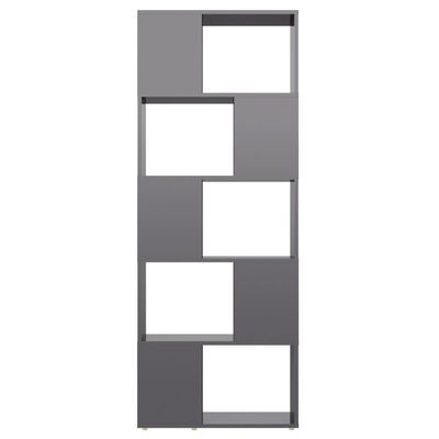vidaXL Knjižna omara za razdelitev prostora sijaj siva 60x24x155 cm