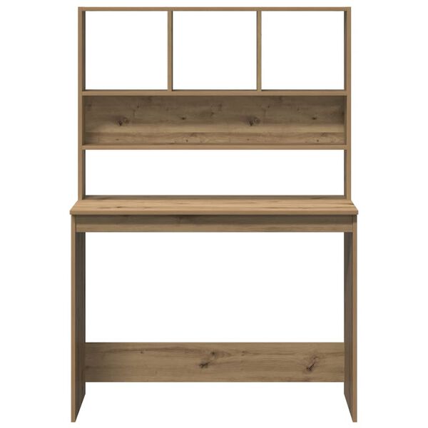 vidaXL Pisalna miza s policami artisian hrast 102x45x148 cm inž. les