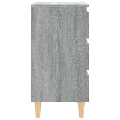 vidaXL Nočna omarica z lesenimi nogami 2 kosa siva sonoma 40x35x69 cm