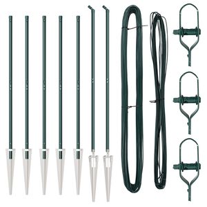 vidaXL Ograjni stebri 7 pcs Zelena Ø32mm 180 cm Pocinkano jeklo