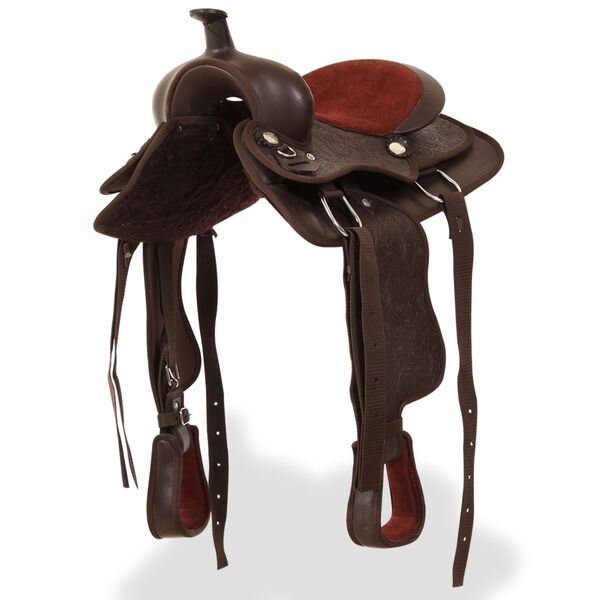 vidaXL Western sedlo, uzda in oprsnica pravo usnje 13" rjave barve