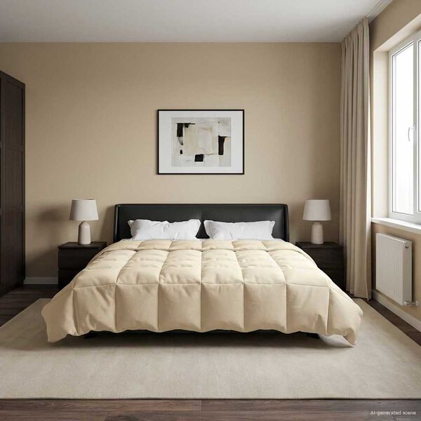 vidaXL Polna celoletna prevleka krema 200 x 200 cm Mikrovlakna