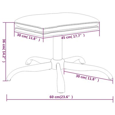 vidaXL Stolček za noge kremno bel 60x60x36 cm žamet