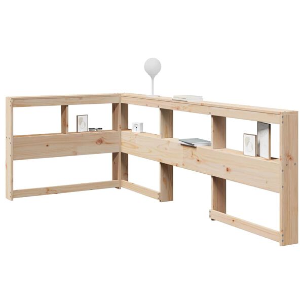 vidaXL Knjižnica vzglavje L-oblike 90 cm trdna borovina