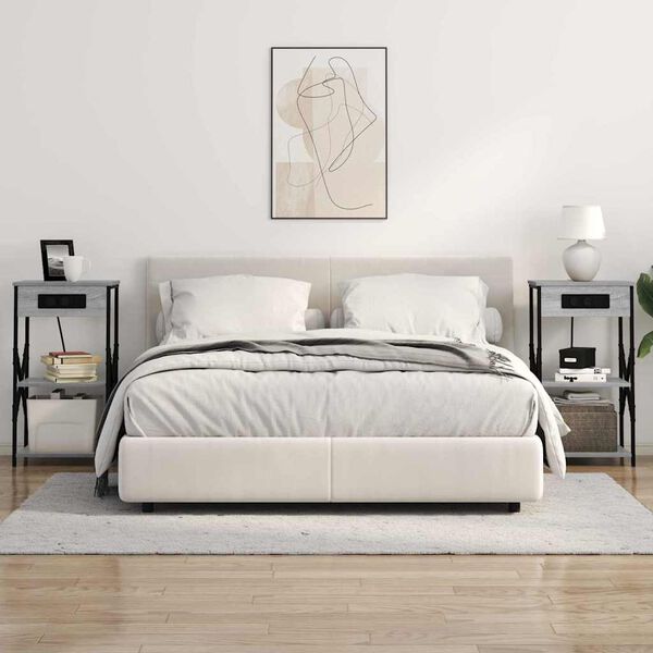 vidaXL Nočna omarica Siva Sonoma 41 x 31 x 76 cm Konstruiran les