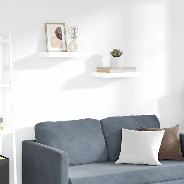 vidaXL Lebdeče police 2 kosa visok sijaj bele 40x23x3,8 cm MDF