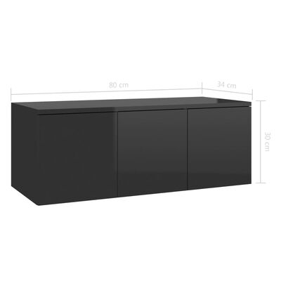 vidaXL TV omarica visok sijaj črna 80x34x30 cm iverna plošča
