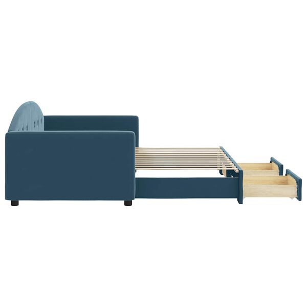 vidaXL Izvlečna dnevna postelja s predali modra 90x200 cm žamet