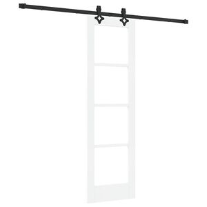 vidaXL Drsna vrata Bela 61 x 198,5 cm Trden borov les in steklo