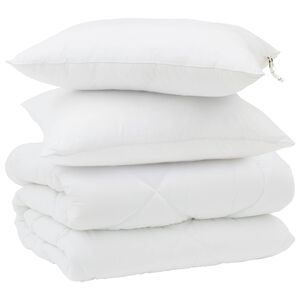 vidaXL Zimska posteljnina z blazino 3 pcs Bela Mikrovlakna