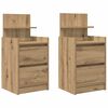 vidaXL Nočne omarice z 2 predaloma 2 kosa artisan hrast 38x34x80 cm