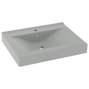 vidaXL Razko&scaron;en umivalnik z luknjo mat svetlo siv 60x46 cm keramičen