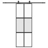 vidaXL Drsna vrata z opremo črna 76x205 cm kaljeno steklo