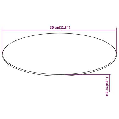 vidaXL Površina za Mizo Kaljeno Steklo Okrogle Oblike 300 mm