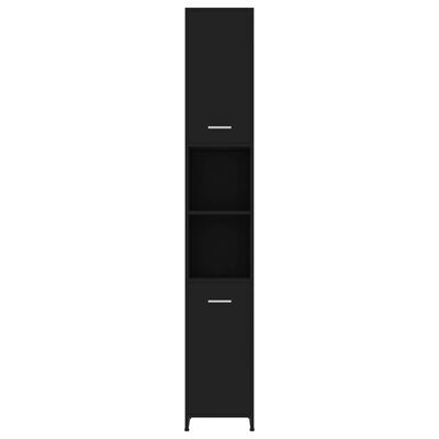 vidaXL Kopalniška omarica črna 30x30x183,5 cm iverna plošča