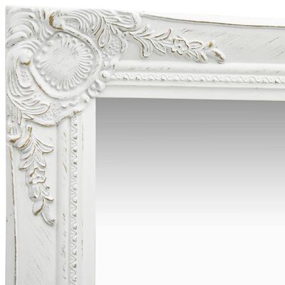 vidaXL Stensko ogledalo v baročnem stilu 40x40 cm belo