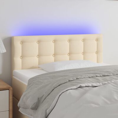 vidaXL LED posteljno vzglavje krem 80x5x78/88 cm blago