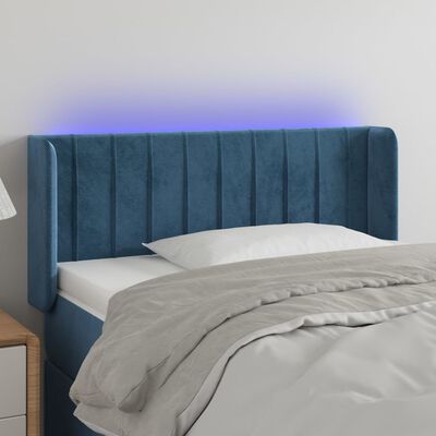 vidaXL LED posteljno vzglavje temno modro 83x16x78/88 cm žamet