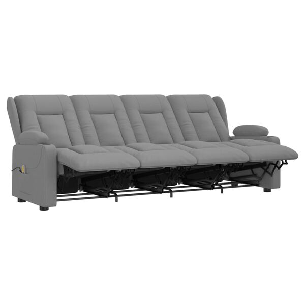 vidaXL Masažni štirised z držali za skodelico siv iz umetnega usnja