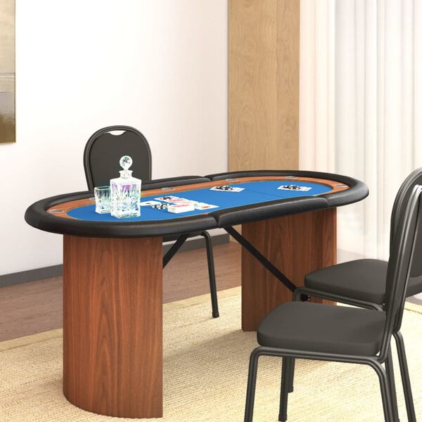 vidaXL Poker miza za 10 igralcev modra 160x80x75 cm