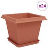 vidaXL Lončki za rastline 24 kos Kamnito rdeča Plastika