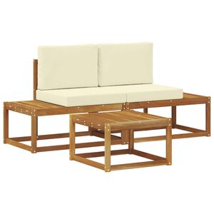 vidaXL Zunanja garnitura za sedenje z blazino 3 pcs Naravna