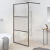 vidaXL Pregrada za tu&scaron; 115x195 cm delno motno ESG steklo črna