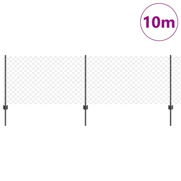 vidaXL Ograja s stebrom Siva 0,8 x 10 m Jeklo in PVC