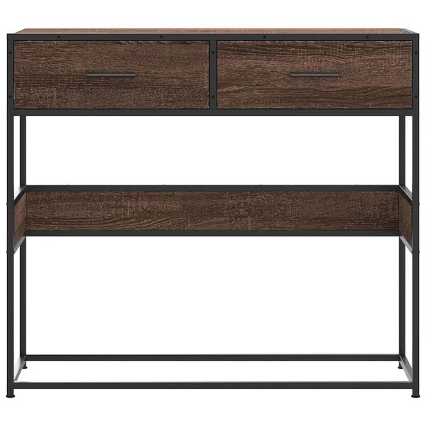 vidaXL Konzolna mizica rjav hrast 90x35x80 cm inženirski les