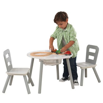 KidKraft Komplet otroške mize in stolov siv trdi les