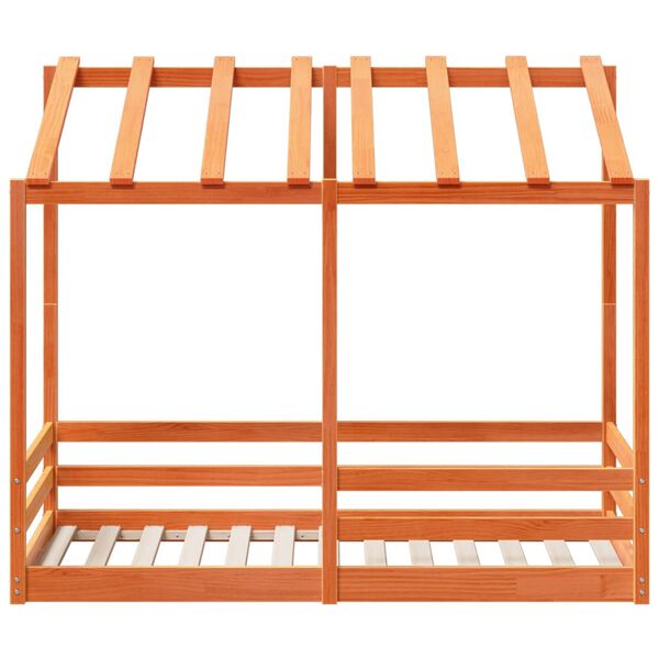 vidaXL Otroška postelja s streho voščeno rjava 80x160 cm borovina