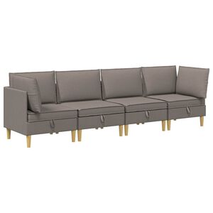 vidaXL Modularni kavč s shranjevanjem 4 kos Taupe Blago