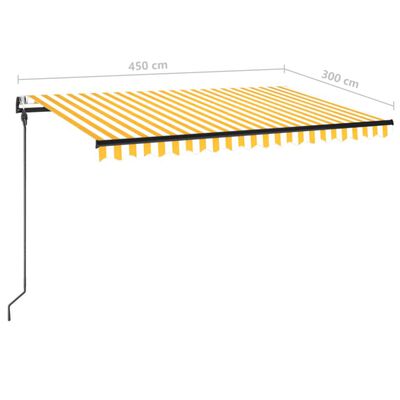 vidaXL Avtomatsko zložljiva tenda 450x300 cm rumena in bela