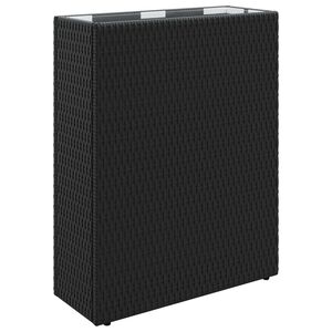 vidaXL Visok cvetlični lonček Črna 55 x 22 x 70 cm poli ratan