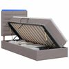 vidaXL LED Postelja za Shranjevanje z Blazino Taupe 90 x 200 cm Blago