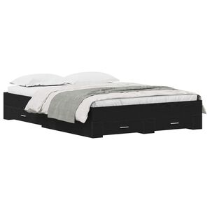 vidaXL Konstrukcija postelje s predalom Črna Orehovina 140 x 200 cm