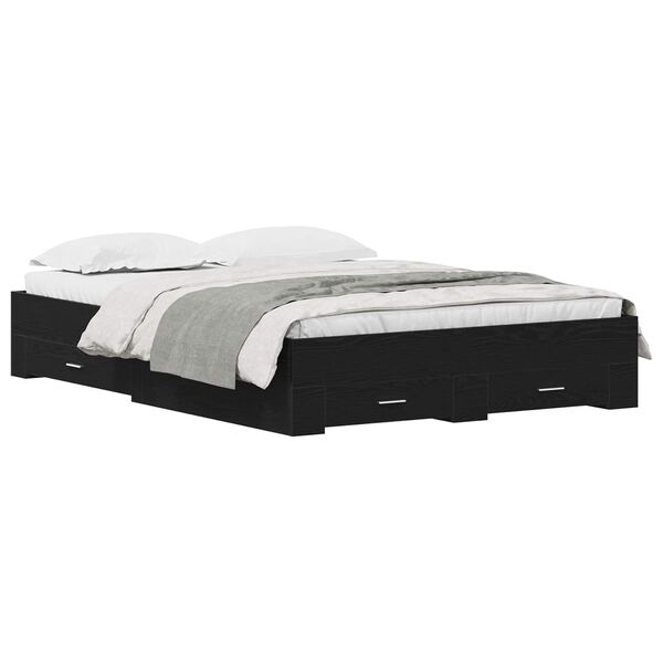 vidaXL Konstrukcija postelje s predalom Črna Orehovina 140 x 200 cm