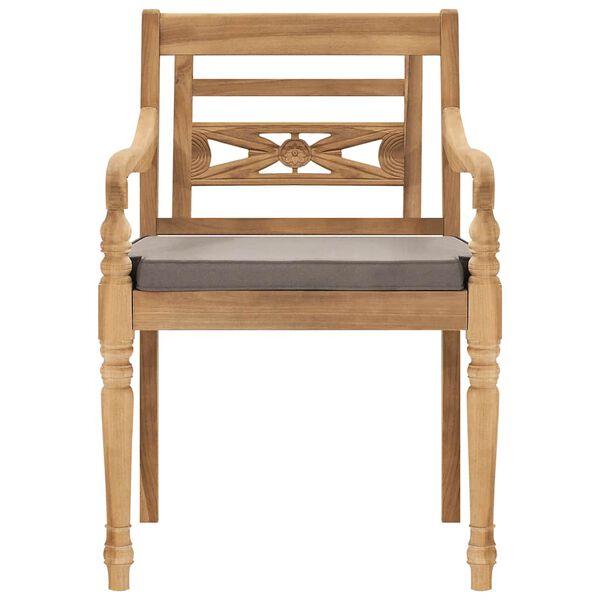 vidaXL Vrtna jedilna garnitura 5-delna s sivimi blazinami tikovina