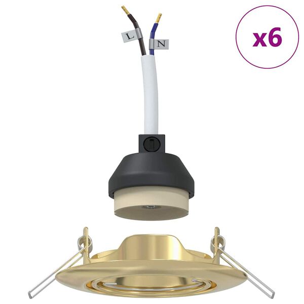 vidaXL Reflektor 6 pcs Zlata 9 x 9 x 2.5 cm Kovina