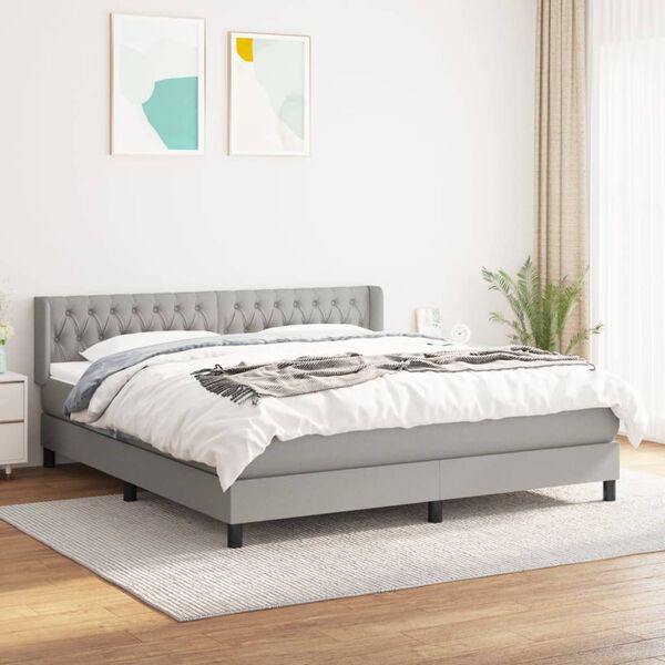vidaXL Box spring postelja z vzmetnico svetlo siva 180x200 cm blago