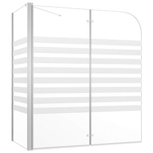 vidaXL Tu&scaron; stena za kopalno kad 120x68x130 cm kaljeno steklo s črtami