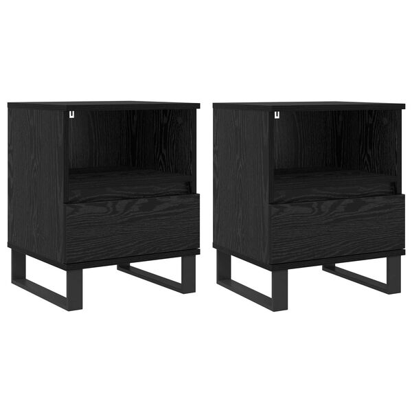 vidaXL Posteljna omarica s predalom Črna Orehovina 40 x 35 x 50 cm