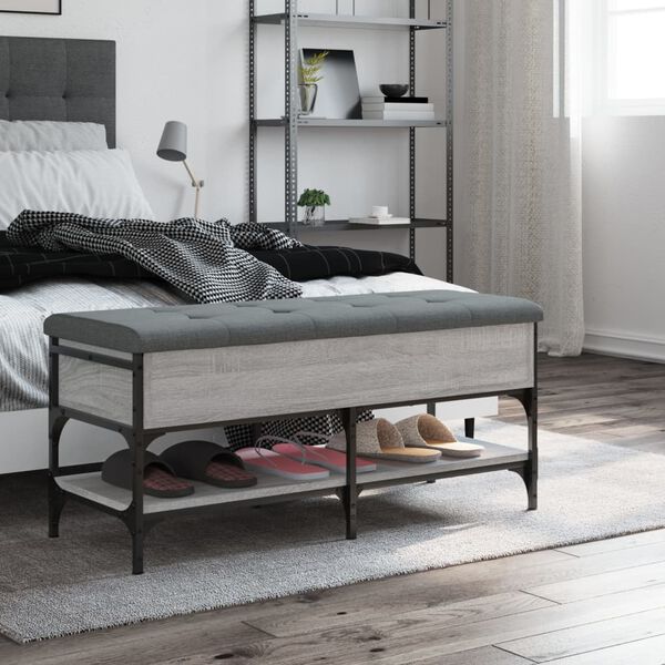 vidaXL Klop za čevlje siva sonoma 102x42x45 cm inženirski les