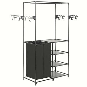 vidaXL Stojalo za oblačila jeklo in netkano blago 87x44x158 cm črno