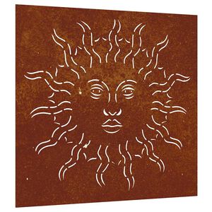vidaXL Vrtna stenska dekoracija 55x55 cm corten jeklo sonce